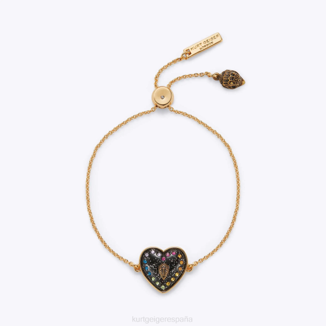 Kurt Geiger mujer pulsera de corazón con purpurina de Londres 2LPR578 | accesorios combinación negra